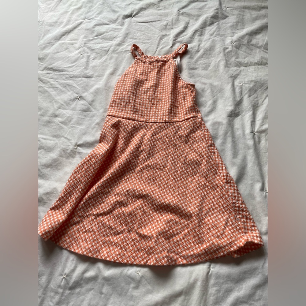 girls orange plaid summer dress